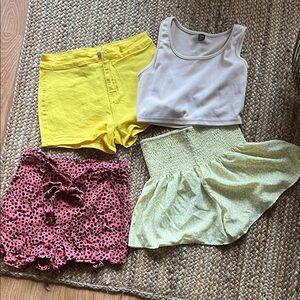 SHEIN Women's High Waist Shorts - Yellow, Pink, Green